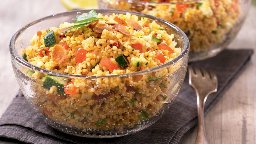 Taboulé de couscous du soleil aux courgettes et amandes grillées rapide