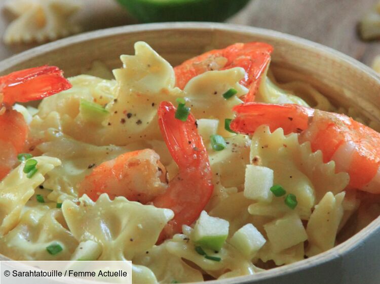 Farfalle Aux Crevettes Sauce Pomme Granny Coco Citron Vert Facile