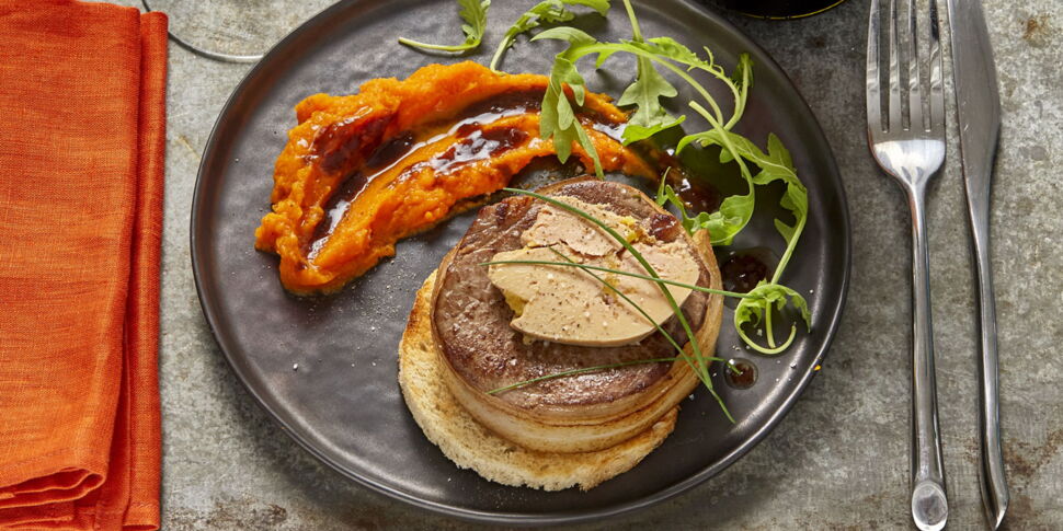 Tournedos façon Rossini sauce au balsamique et purée de patates douces