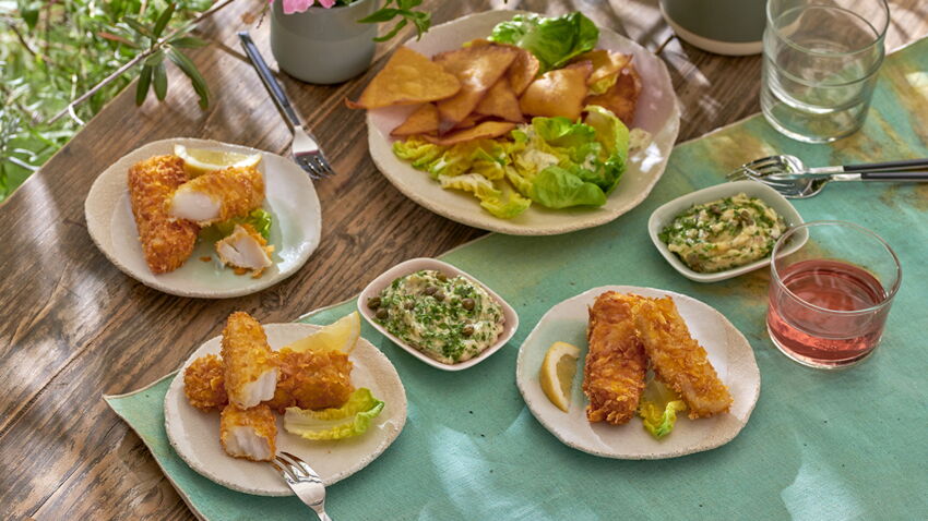 Fish and chips de tortilla à la sauce verte rapide découvrez les