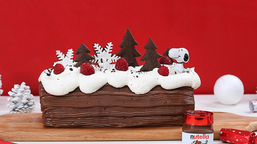 Buche De Noel Au Nutella Genoise Cacao Et Curd Framboise Decouvrez Les Recettes De Cuisine De Femme Actuelle Le Mag