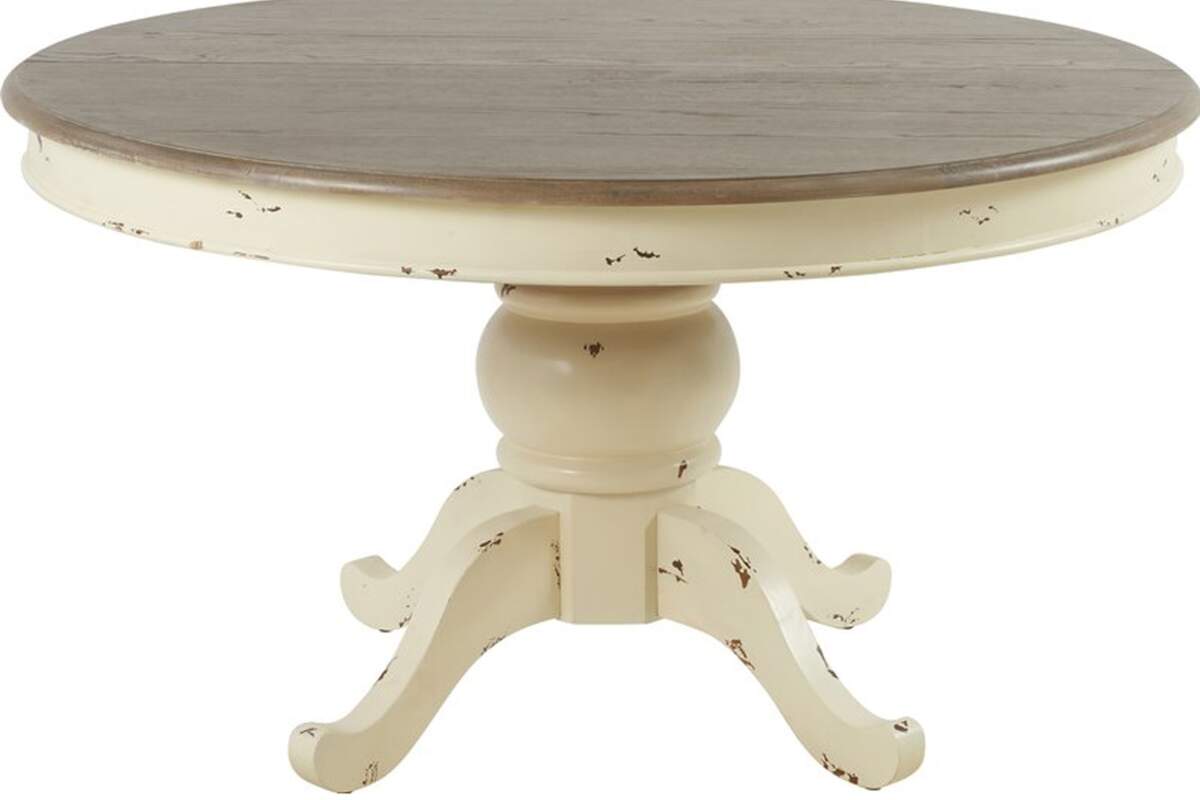 стол из массива дерева белый круглый