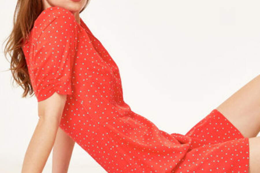 Robe Fourreau Jessica Howard - Imprimé Fleuri Rouge, Taille 8 (occasion Excellent état)