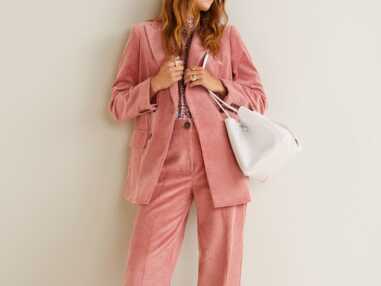 Tailleur pantalon en velours côtelé rose : toutes les pièces coups de coeur à shopper