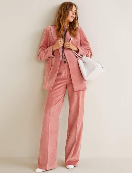 Tailleur pantalon en velours côtelé rose : toutes les ...