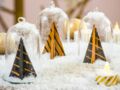Une décoration de Noël géometrique chic avec... des sapins sous cloches