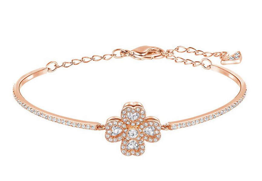 Bracelet Femme Argenté Avec Strass Et Cristaux – Chaîne élégante Et Pendentifs Lumineux – Or Rose – Modèle U285