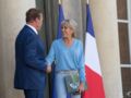 Brigitte Macron était également présente, vêtue d'un jean bleu ciel et d'un pull bleu lavande