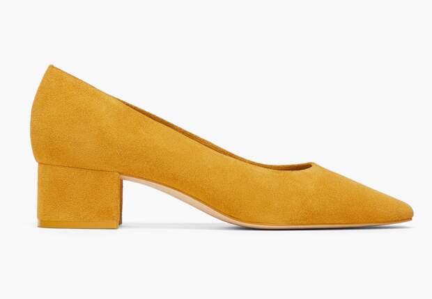 chaussure a talon jaune moutarde