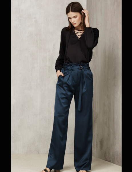 Pantalon Habillé Femme Taille 48 - Couleur Anthracite Et Blanc, Polyester, Neuf Sans étiquettes