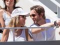Élodie Fontan et son compagnon Philippe Lacheau dans les tribunes de Roland Garros le 2 juin 2019.