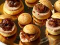 Choux salés au foie gras et chutney oignon/raisins