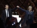 Brigitte Macron aux côtés d'Emmanuel Macron lors de son discours de victoire.