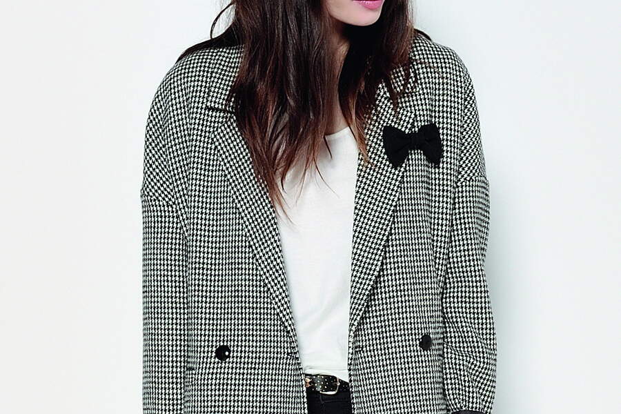 Veste Blazer Pied De Poule Femme - Taille 38 - Longue - Boutons