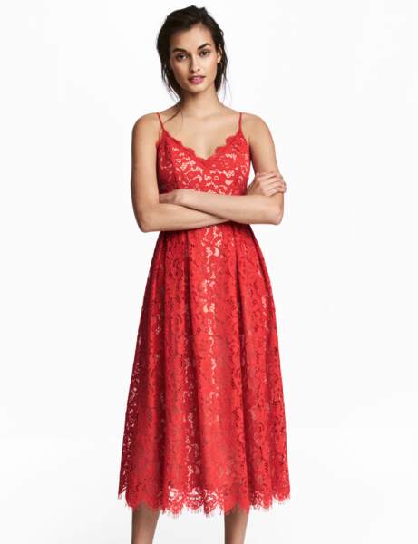 robe rouge dentelle zara