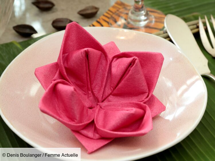 Pliage de serviette de papier : le lotus : Femme Actuelle Le MAG
