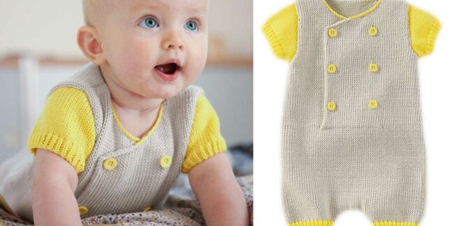 Une combinaison courte tricotée pour bébé