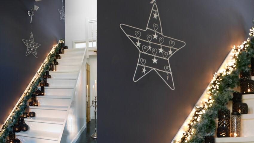 Décoration de Noël : un escalier lumineux