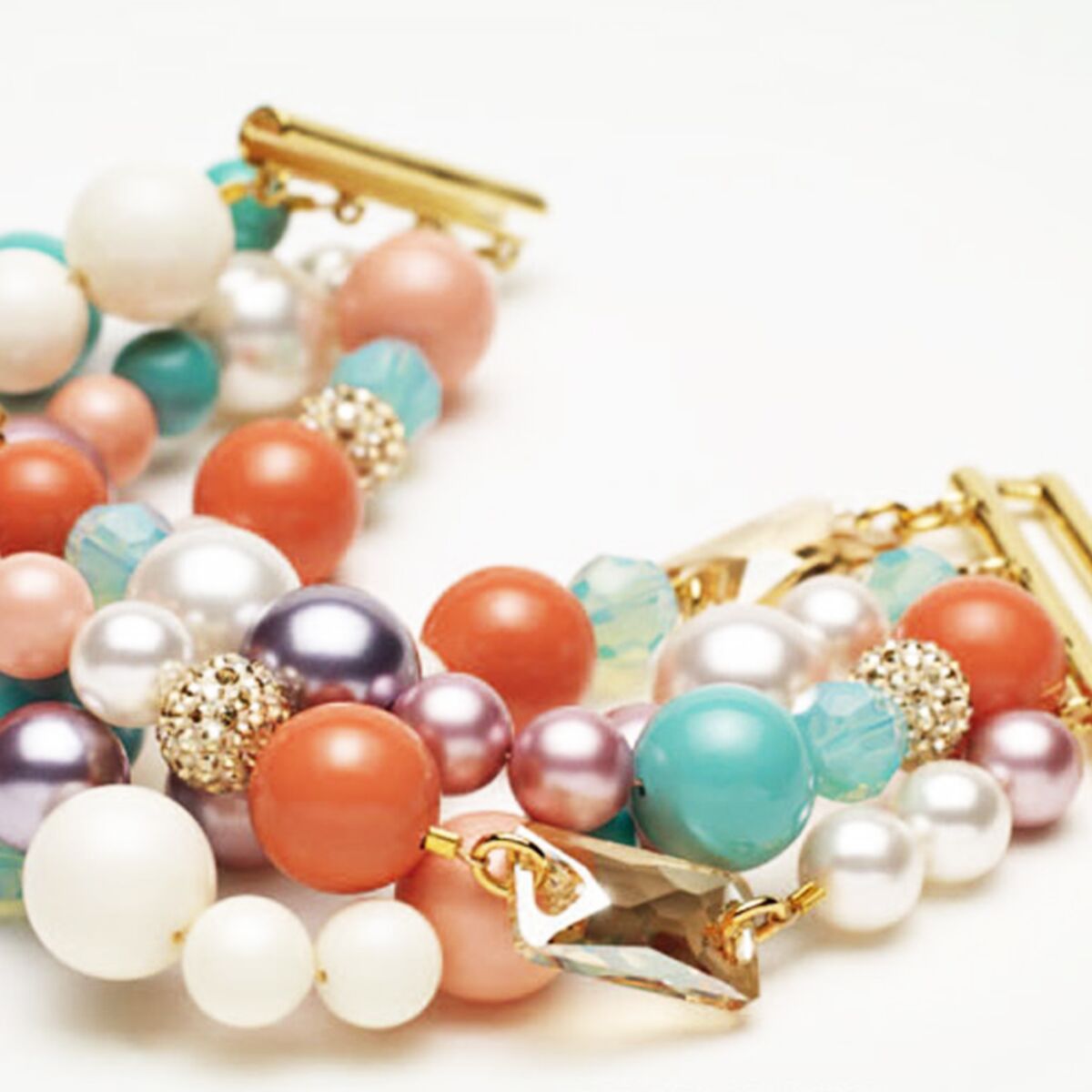 Kit bracelet perles en verre rose orangé - Kit bracelet - Creavea