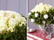Art floral : un bouquet de roses blanches et buis pour Noël