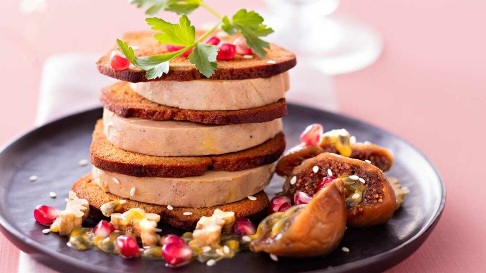 Mille-feuille de foie gras au pain d’épices, figues fondantes