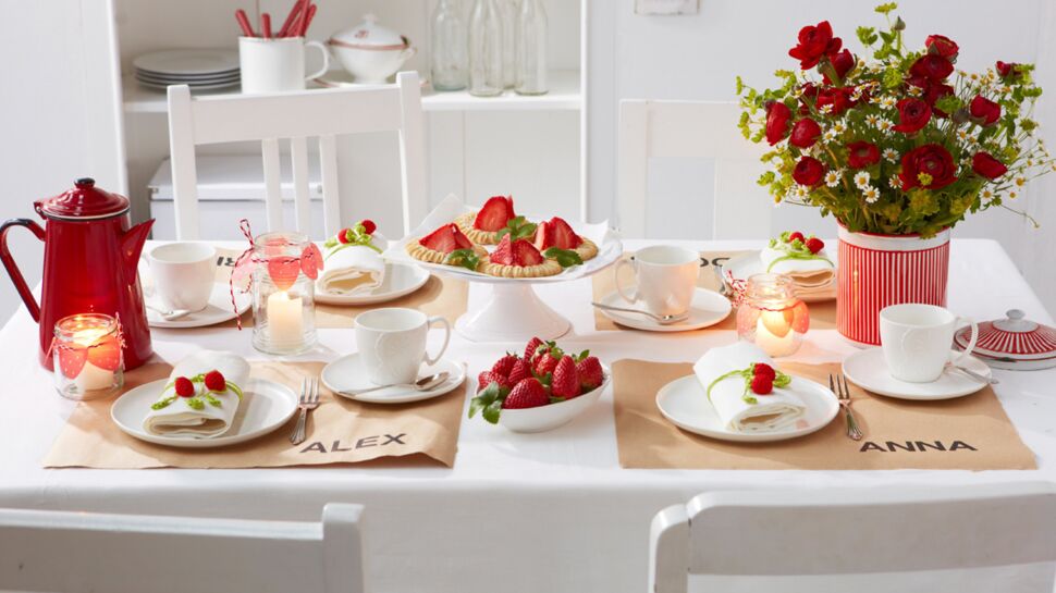 Déco de table avec des fraises