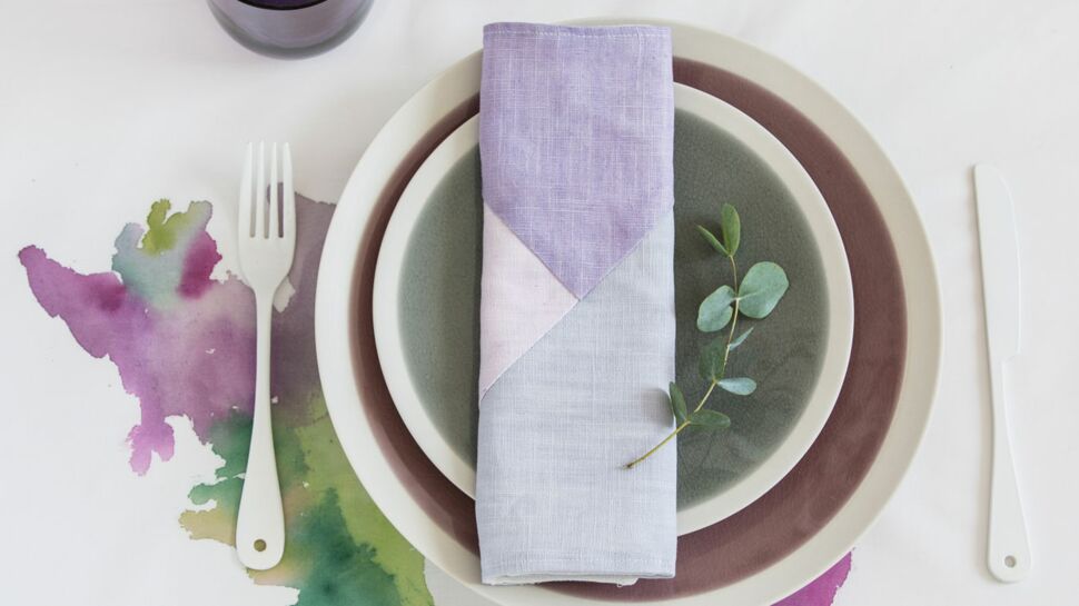 Art de la table : une serviette en lin façon patchwork