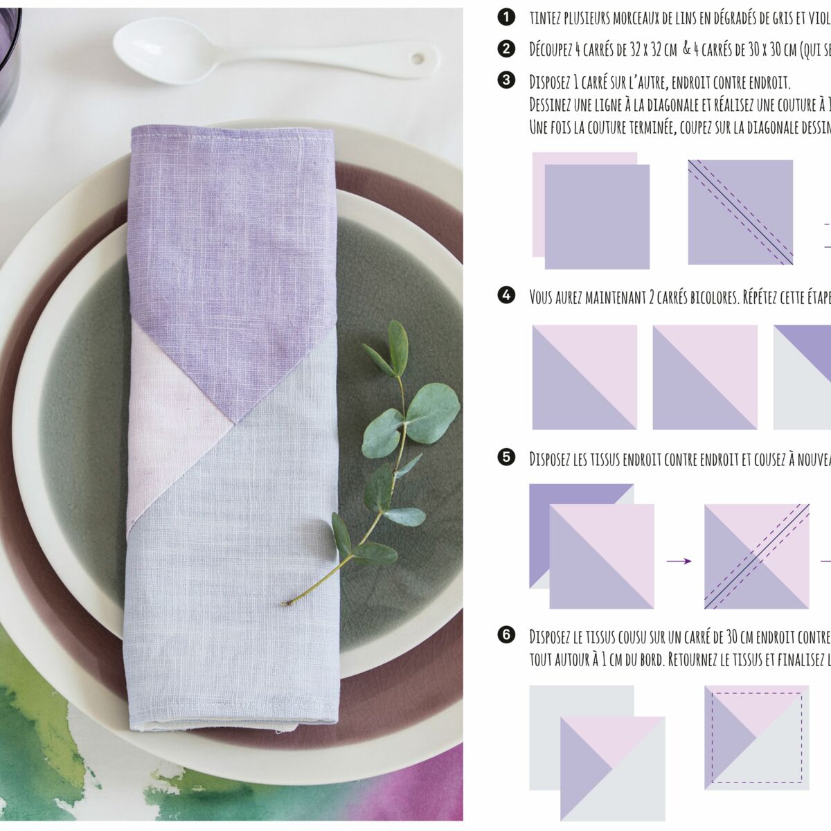 TUTO - Serviettes de table en tissu - Sarah Bricolette