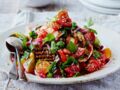 Salade de tomates et poulet aux aubergines grillées