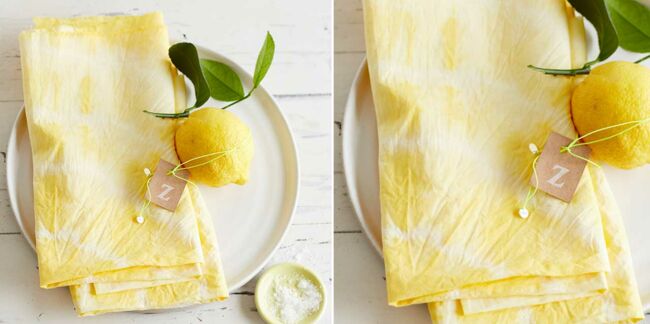 Des serviettes tie & dye jaune citron