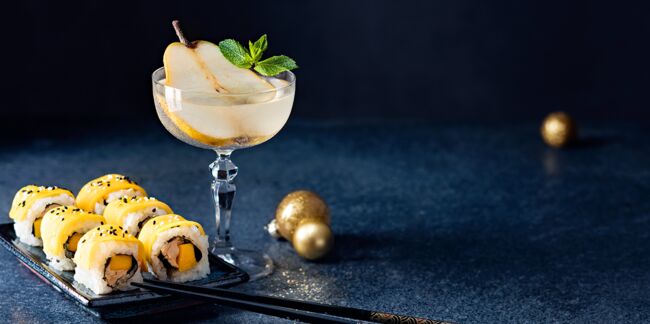Makis de foie gras et pear martini