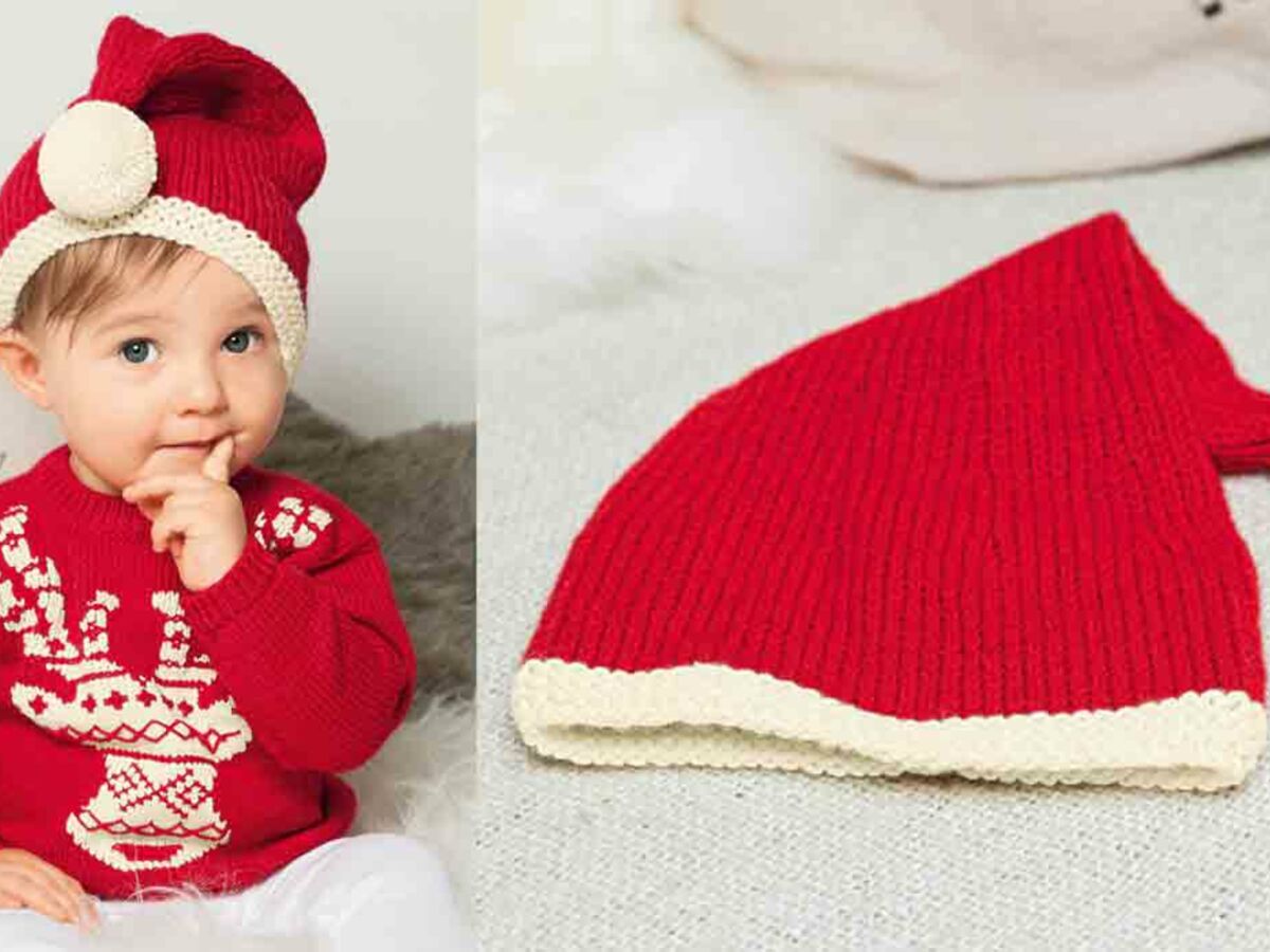 Tuto tricot facile bonnet de Noël pour bébé 