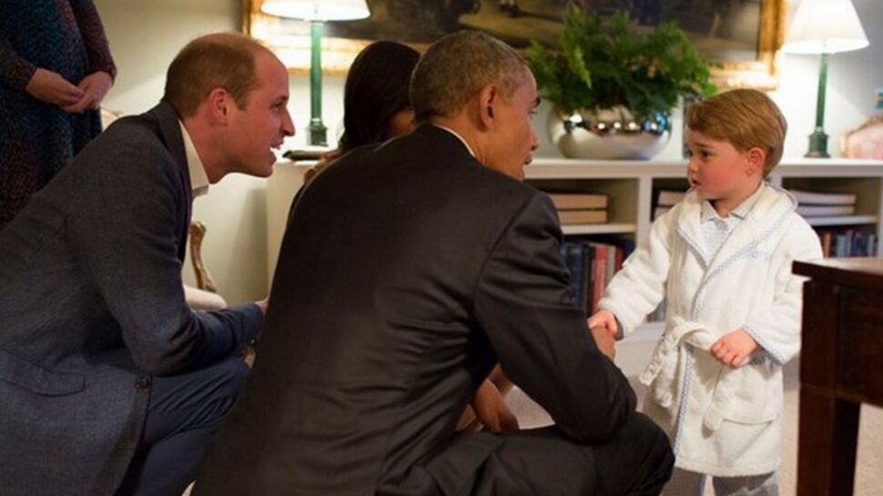 Photos: Quand le prince George reçoit Barack Obama en pyjama !