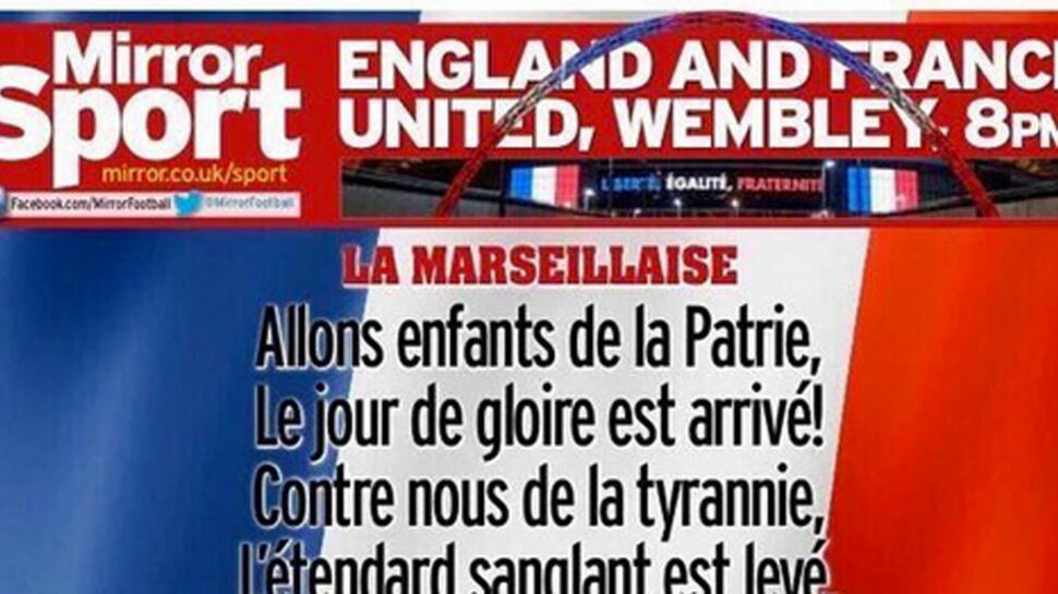 Match France-Angleterre : pour chanter tous ensemble, la Marseillaise en couverture d'un journal anglais