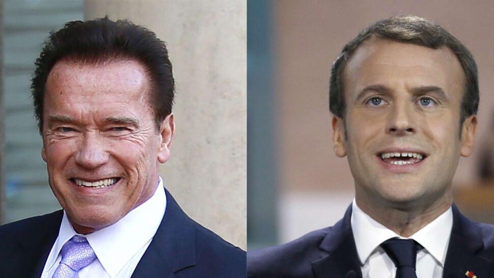 Photo - Emmanuel Macron et Arnold Schwarzenegger s'éclatent entre "amis"