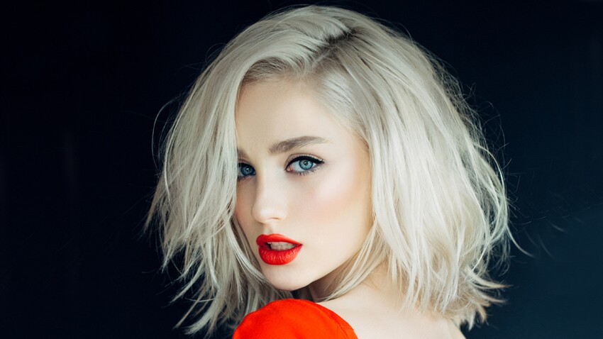 balayage blond polaire sur chatain