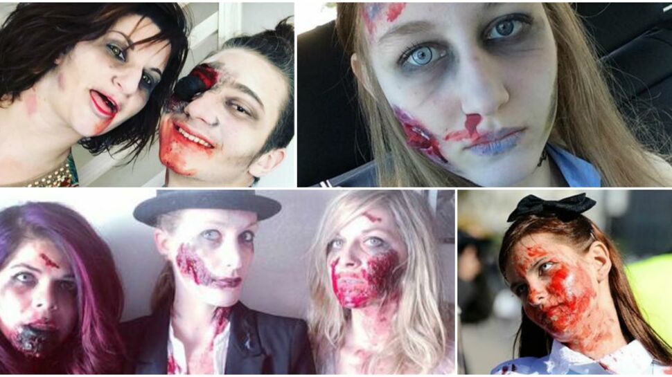 Maquillage, marche inspirante de "Zombies" à l'approche de Halloween