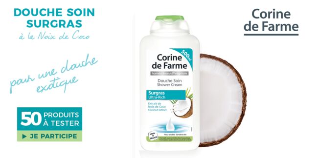 Testez la Douche Soin à l'extrait de noix de coco Corine de Farme