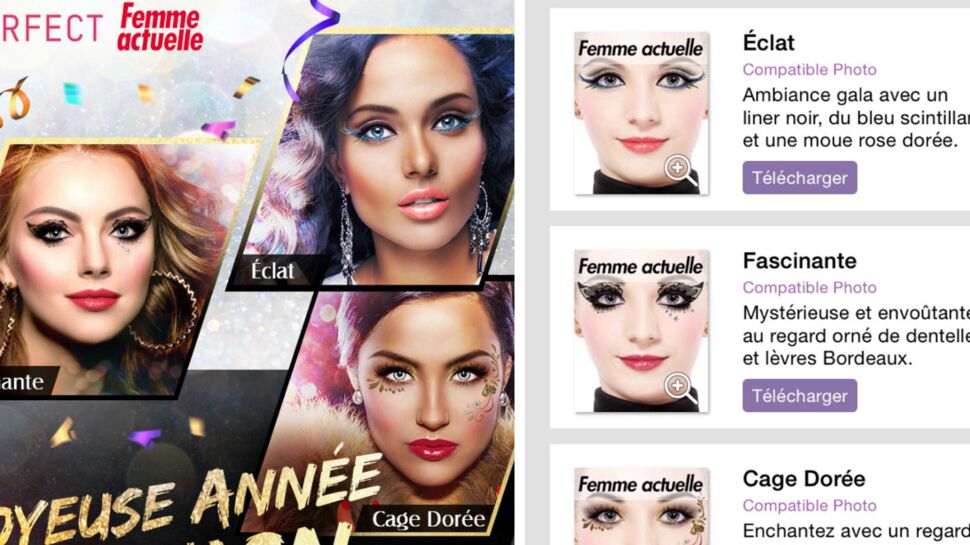 3 looks de fêtes Femme Actuelle sur YouCam Makeup