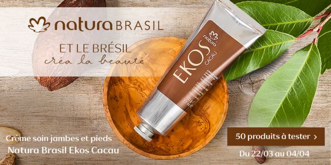 Testez la crème Soin Jambes et Pieds Ekos Cacau de Natura Brasil