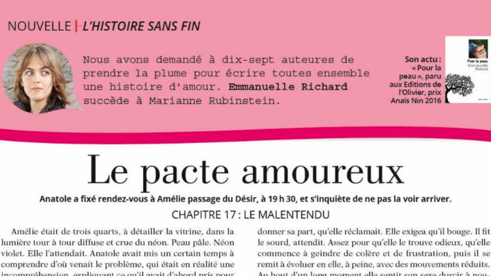 Inédit: Histoire sans fin "Le pacte amoureux" le chapitre 17 par Emmanuelle Richard