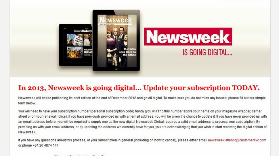 Newsweek lance sa dernière édition papier avant de suivre sa route digitale