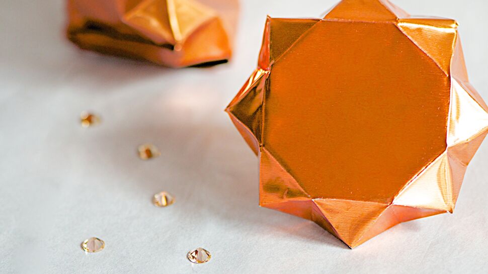 Un diamant origami en cuivre pour ma déco de Noël