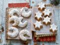 Sablés de noël à décorer : croissants à la vanille et étoiles à la cannelle