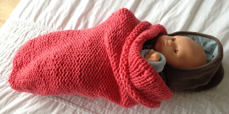 Couverture Emmaillotage Bébé FLYISH DIRECT - Coton 100% Ultra-Doux - Modèle Monstre Marron Taille S/3-6 Mois