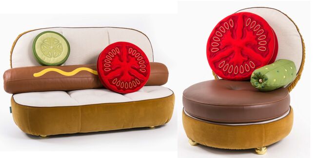 Des meubles design... en forme de burgers ou de hot-dogs !