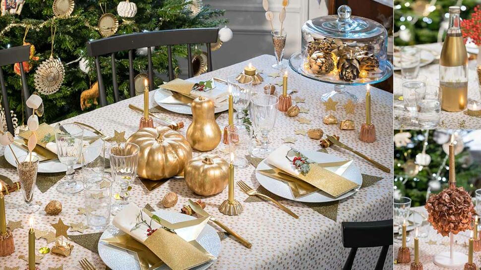 Déco de table de Noël facile et pas chère : 8 idées en or