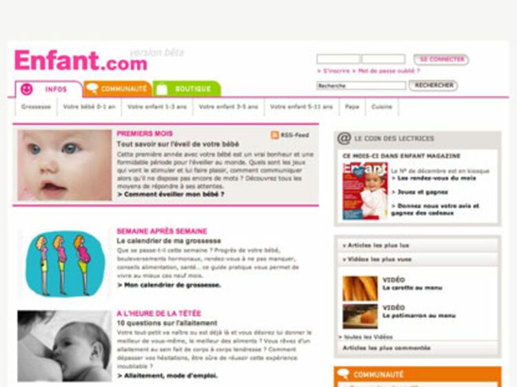 Un site pour les mamans : enfant.com : Femme Actuelle Le MAG