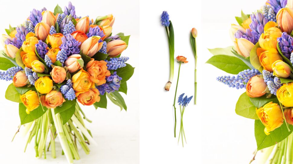 Comment faire un bouquet printanier de tulipes, jacinthes et renoncules