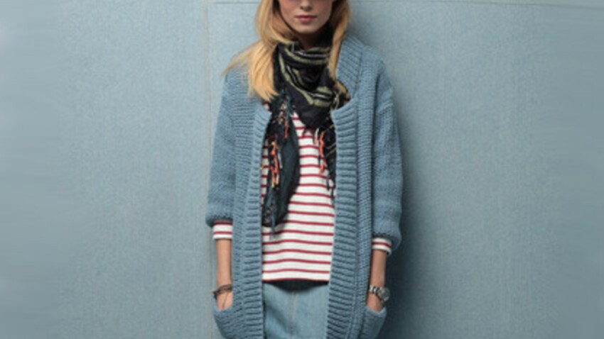 Un long gilet à tricoter Tailles et qualité : Femme Tricot : tous nos pulls et gilets tendance Femme Actuelle